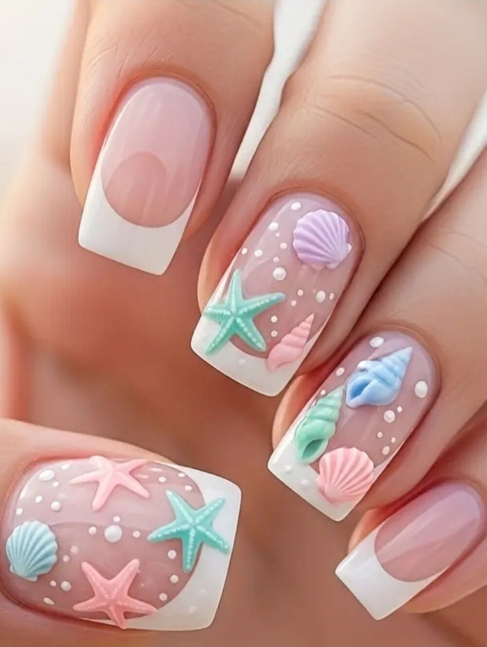 BEACHY SUMMER  glue OR  press on KIT INCL EVERYTHING U NEED 4 GREAT NAILS
